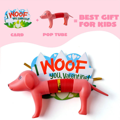 30-Pack Valentine's Day Cards with Critter Pop Tubes for Kids Classroom Gift Exchange