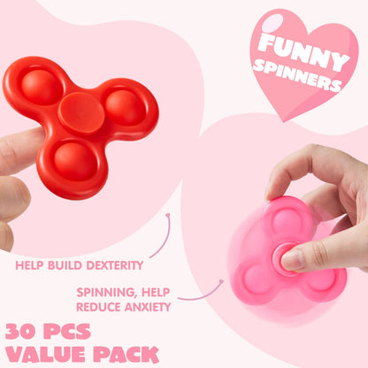 30 Pack Valentine's Day Cards with Fidget Spinners for Kids School Prizes