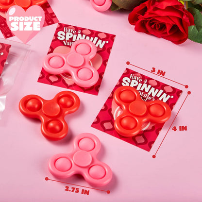 30 Pack Valentine's Day Cards with Fidget Spinners for Kids School Prizes