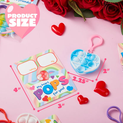 30-Pack Valentine's Day Gift Cards with Heart-Shaped Stress Relief Fidget Toys