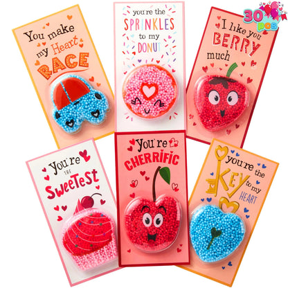 30 Valentine's Day Gift Cards with Foam for Gift Exchange Prizes