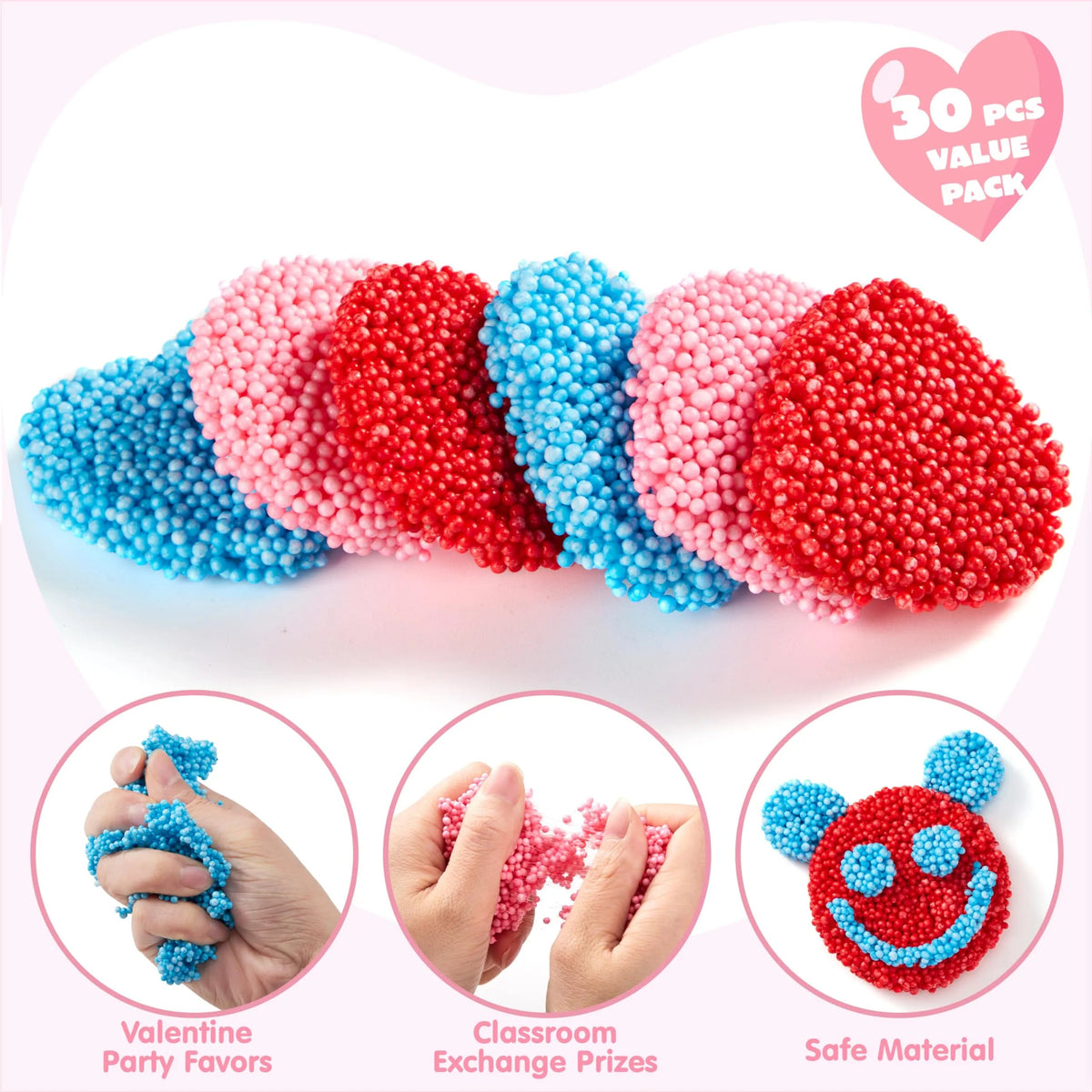 30 Valentine's Day Gift Cards with Foam for Gift Exchange Prizes