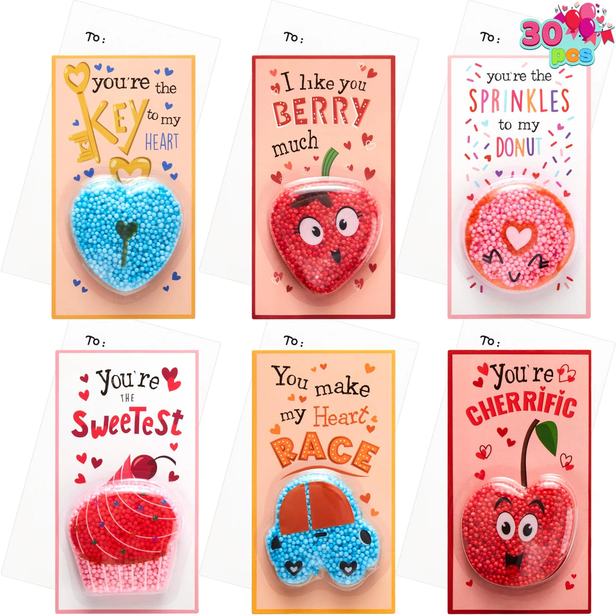 30 Valentine's Day Gift Cards with Foam for Gift Exchange Prizes