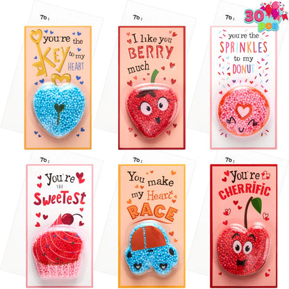 30 Valentine's Day Gift Cards with Foam for Gift Exchange Prizes