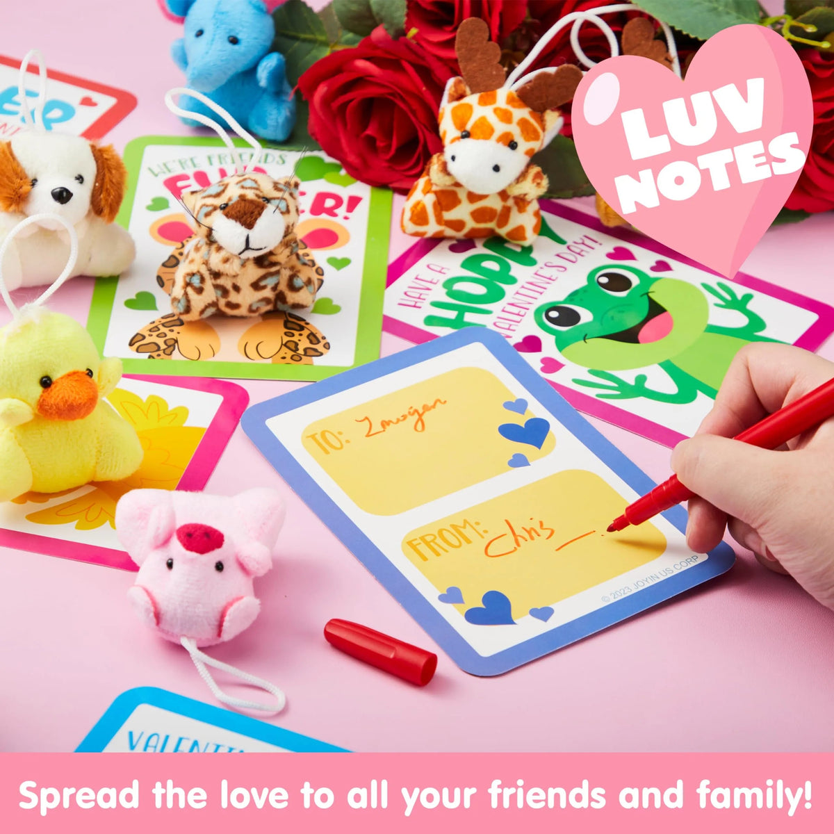 30-Pack Valentine's Day Cards with Animal Plush Toys for Kids