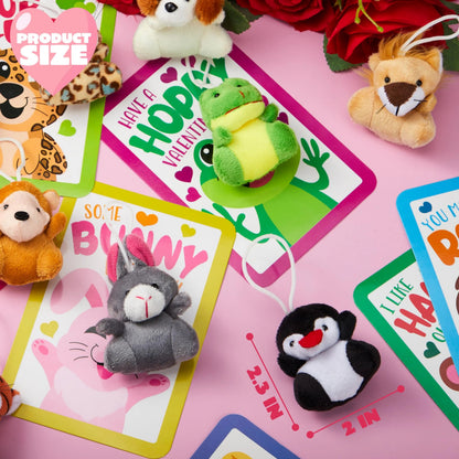 30-Pack Valentine's Day Cards with Animal Plush Toys for Kids