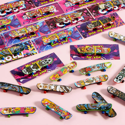 30-Pack Valentine's Day Mini Finger Skateboards with Cards
