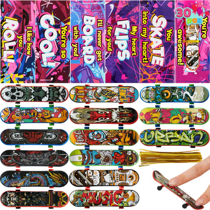 30-Pack Valentine's Day Mini Finger Skateboards with Cards