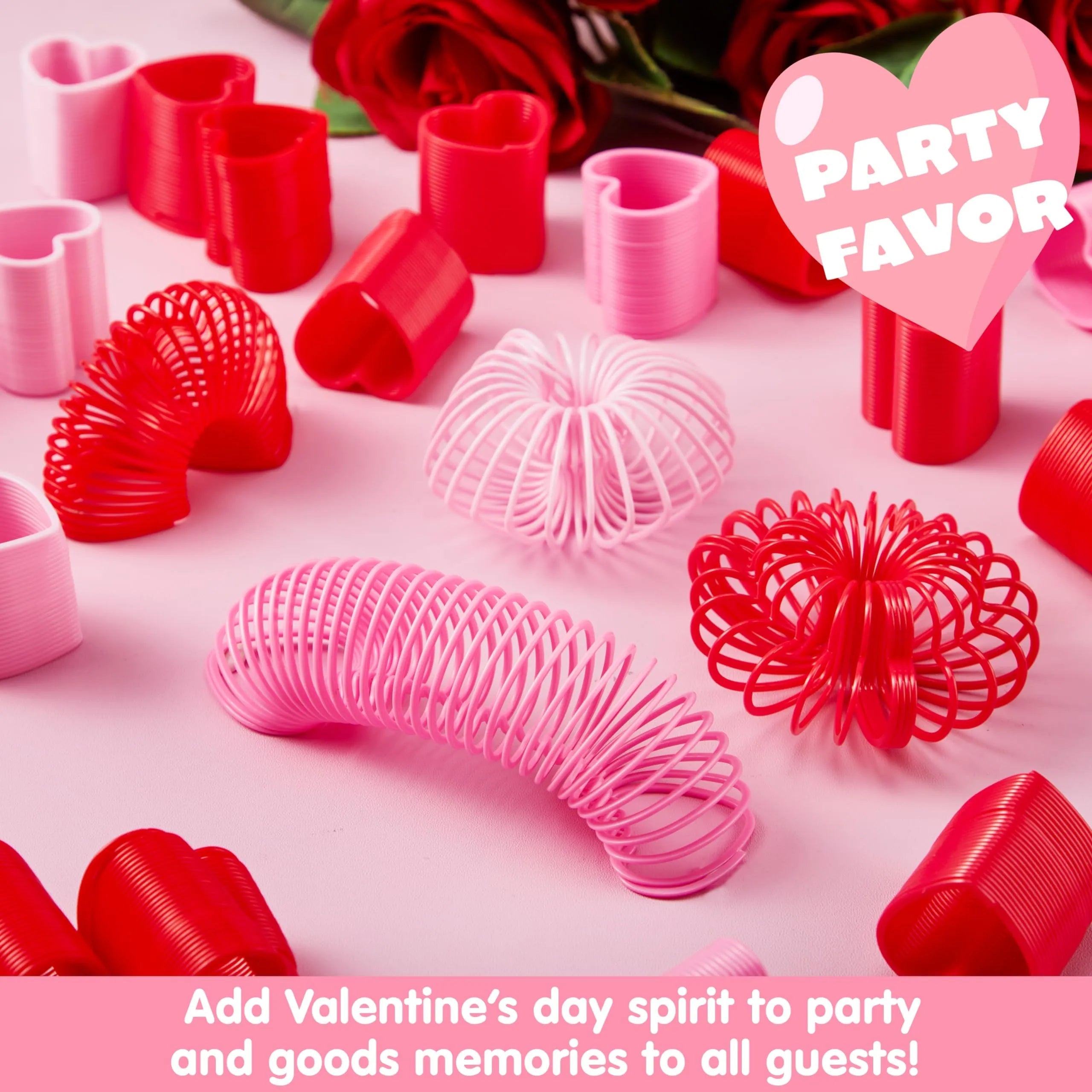 30-Pack Valentine's Day Multicolor Heart Coil Spring Toys for Kids Classroom Exchange