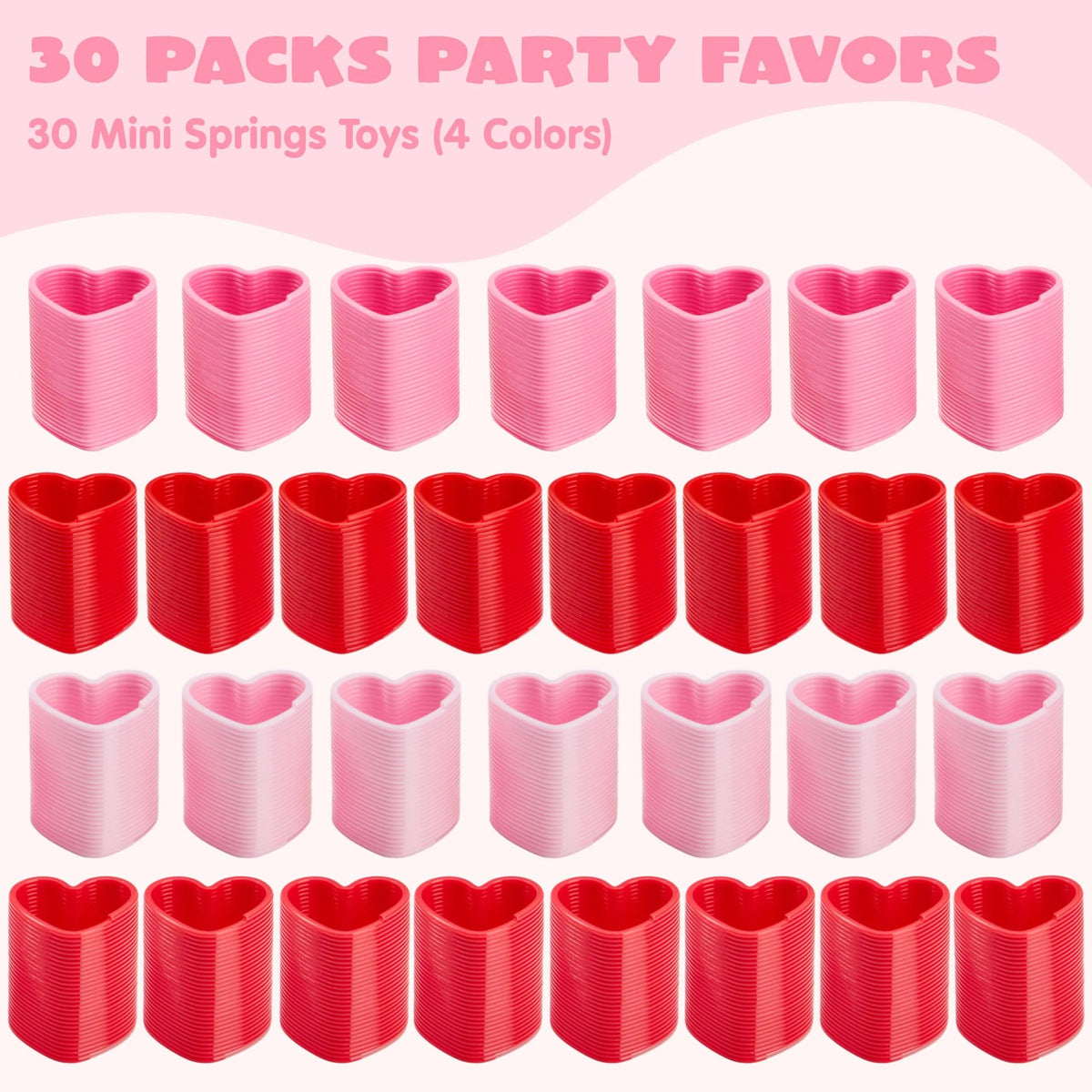 30-Pack Valentine's Day Multicolor Heart Coil Spring Toys for Kids Classroom Exchange
