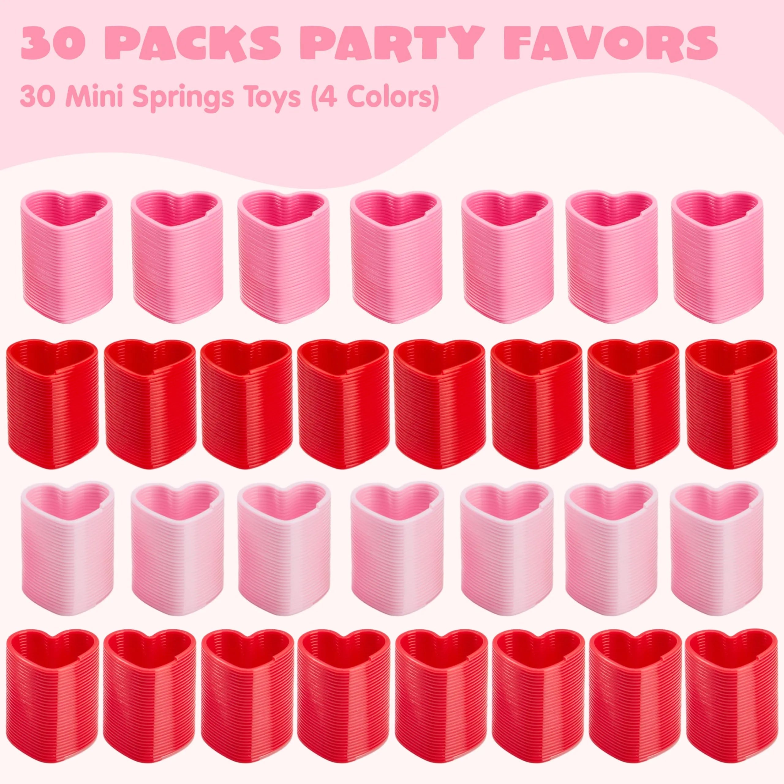 30-Pack Valentine's Day Multicolor Heart Coil Spring Toys for Kids Classroom Exchange
