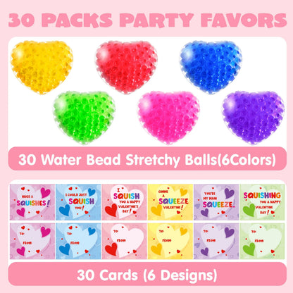 30 Pack Valentine's Day Water Droplet Heart Balls with Hangers