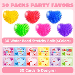 30 Pack Valentine's Day Water Droplet Heart Balls with Hangers