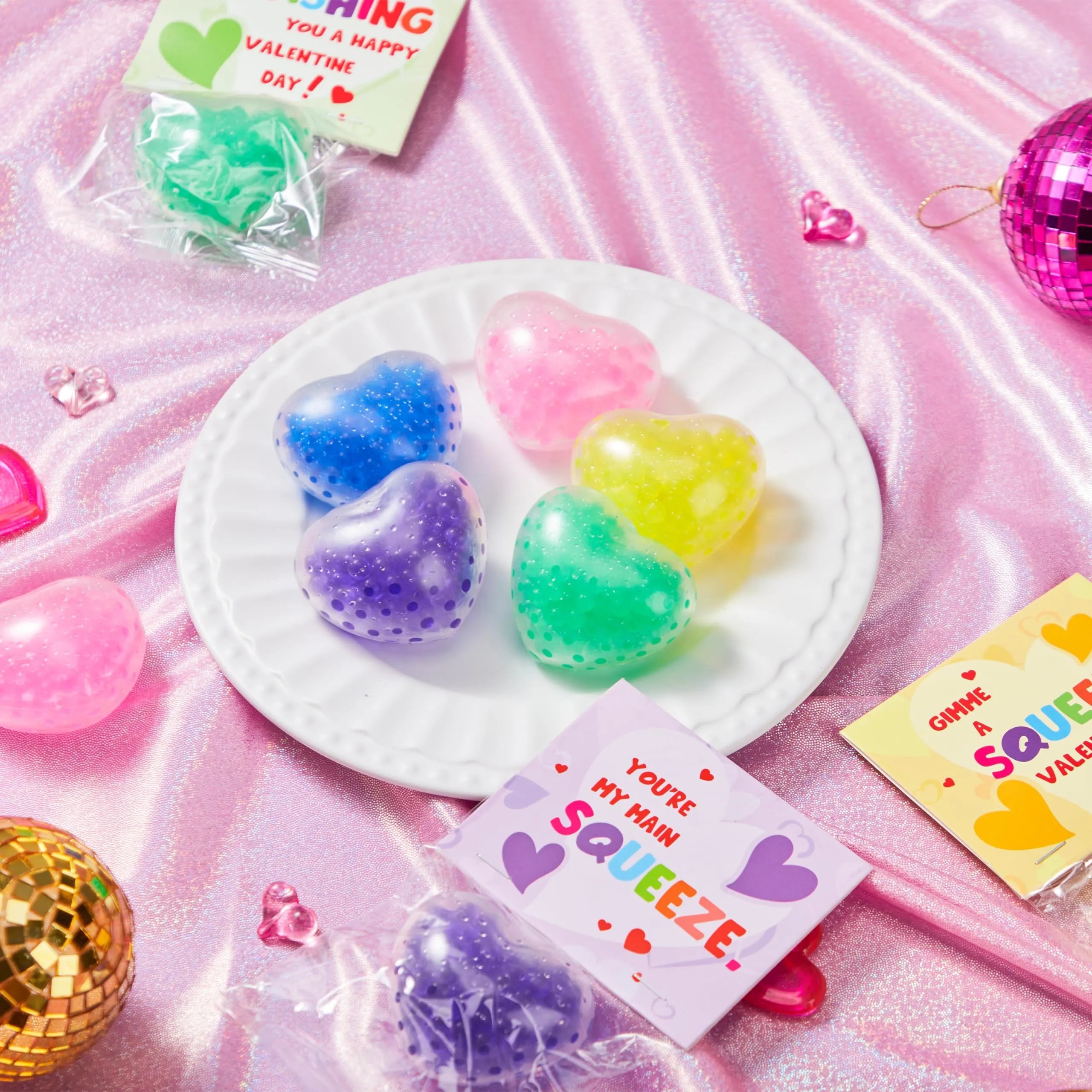 30 Pack Valentine's Day Water Droplet Heart Balls with Hangers