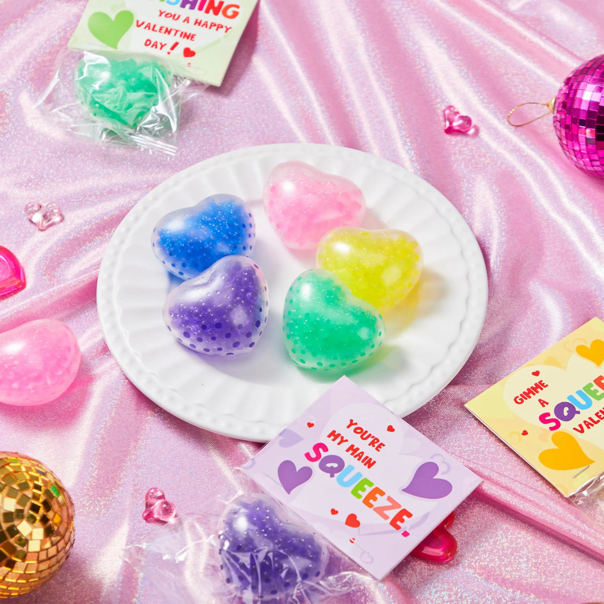 30 Pack Valentine's Day Water Droplet Heart Balls with Hangers