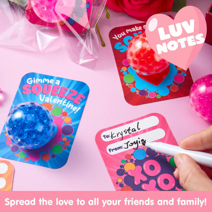 30-Pack Valentine's Day Water Droplet Stretchy Balls with Cards