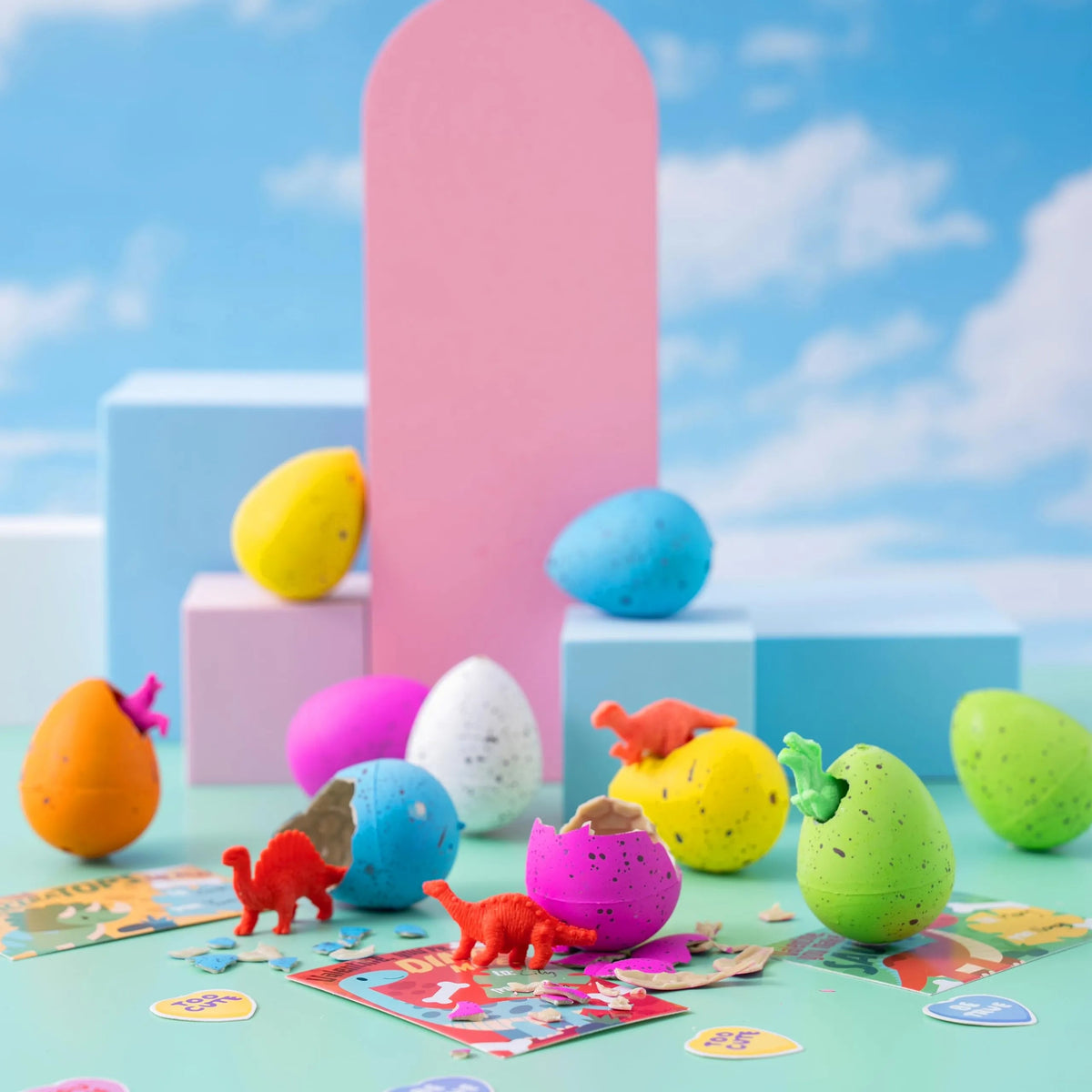 30 Pack Valentine's Day Cards with Hatching Dinosaur Eggs Toys and Hangers - Classroom Exchange Gifts
