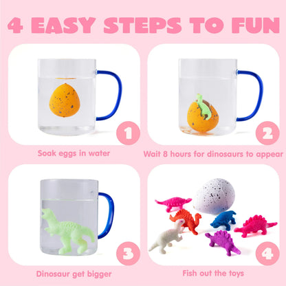 30 Pack Valentine's Day Cards with Hatching Dinosaur Eggs Toys and Hangers - Classroom Exchange Gifts