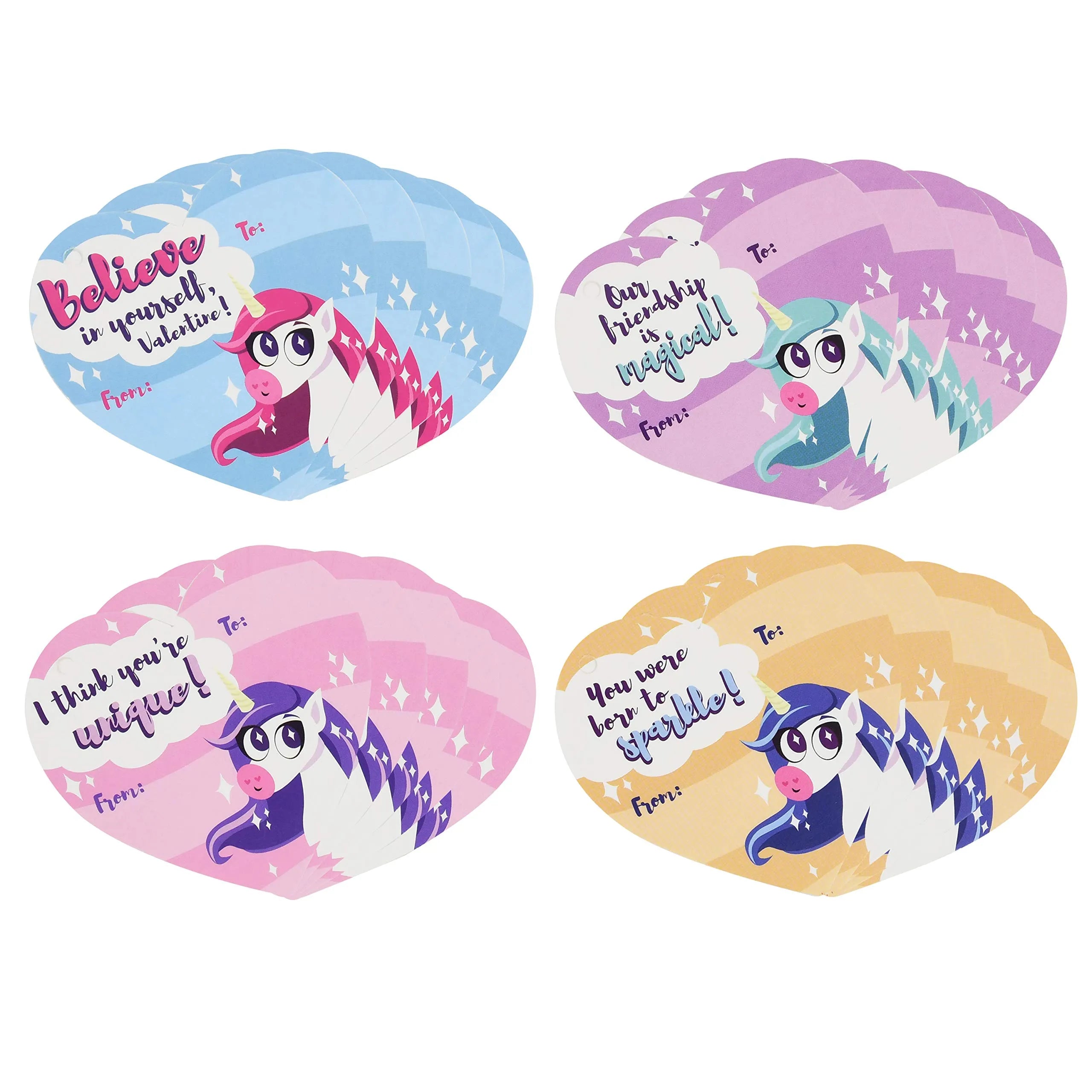 30 Unicorn Stampers with Valentine's Day Cards for Kids Classroom Exchange Gifts