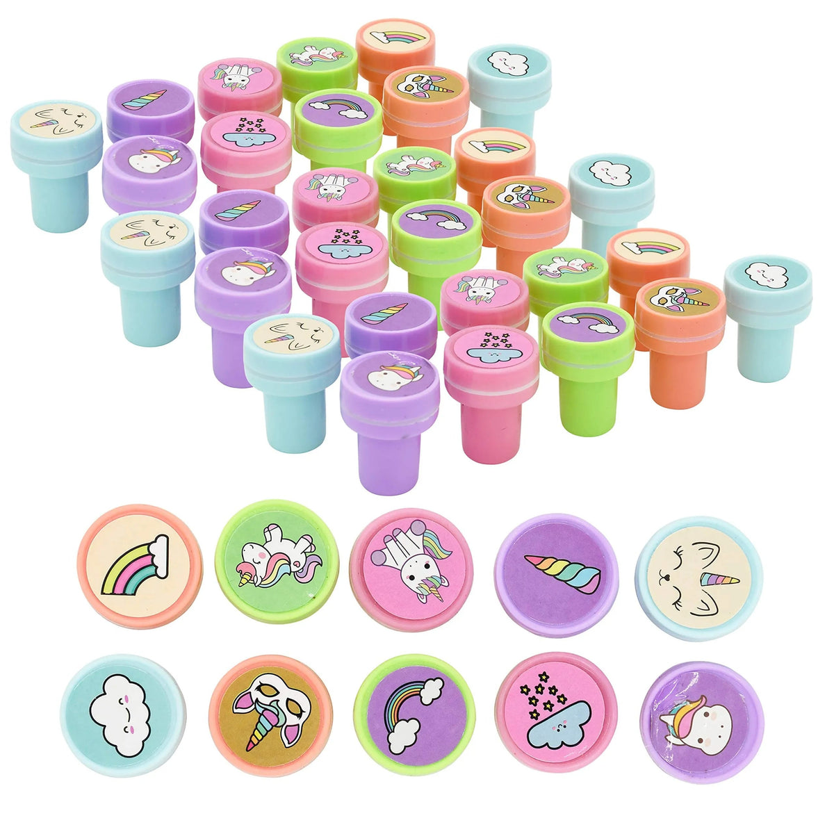 30 Unicorn Stampers with Valentine's Day Cards for Kids Classroom Exchange Gifts