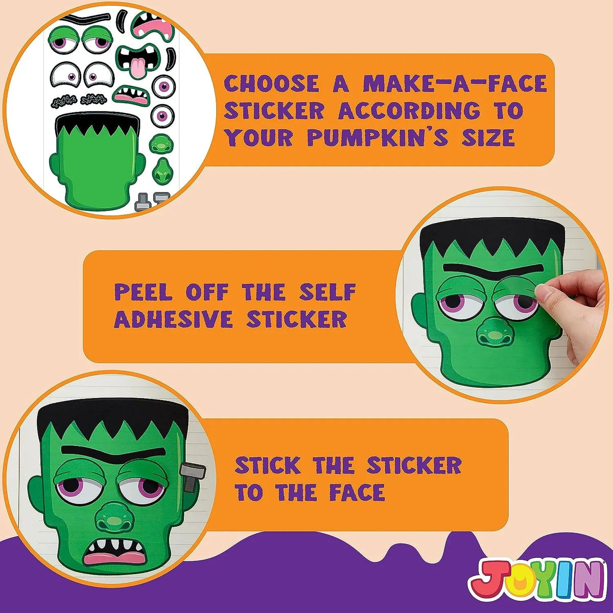 JOYIN 30-Pack Halloween Make-a-Face Sticker Sheets (6 Styles)