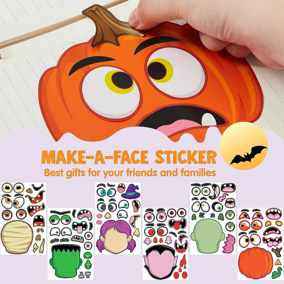 JOYIN 30-Pack Halloween Make-a-Face Sticker Sheets (6 Styles)