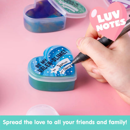 30 Cosmic Realm Slime Hearts with Valentine's Day Cards for Kids Classroom Exchange