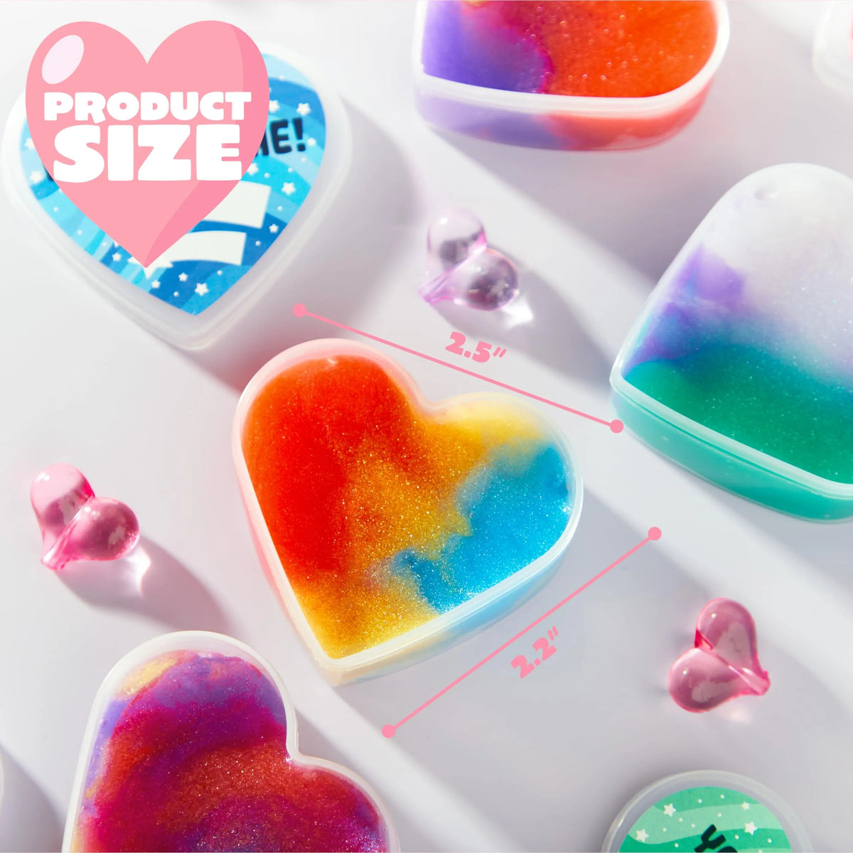 30 Cosmic Realm Slime Hearts with Valentine's Day Cards for Kids Classroom Exchange