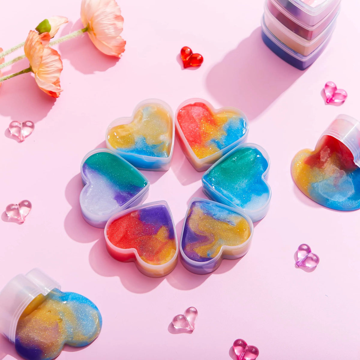 30 Cosmic Realm Slime Hearts with Valentine's Day Cards for Kids Classroom Exchange