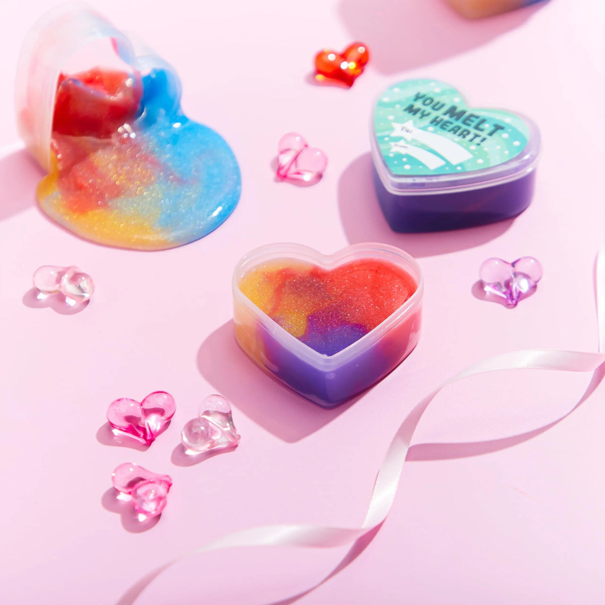 30 Cosmic Realm Slime Hearts with Valentine's Day Cards for Kids Classroom Exchange