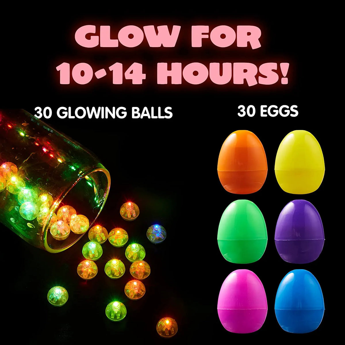 30-Pack Multicolor Glow-in-the-Dark Prefilled Easter Eggs