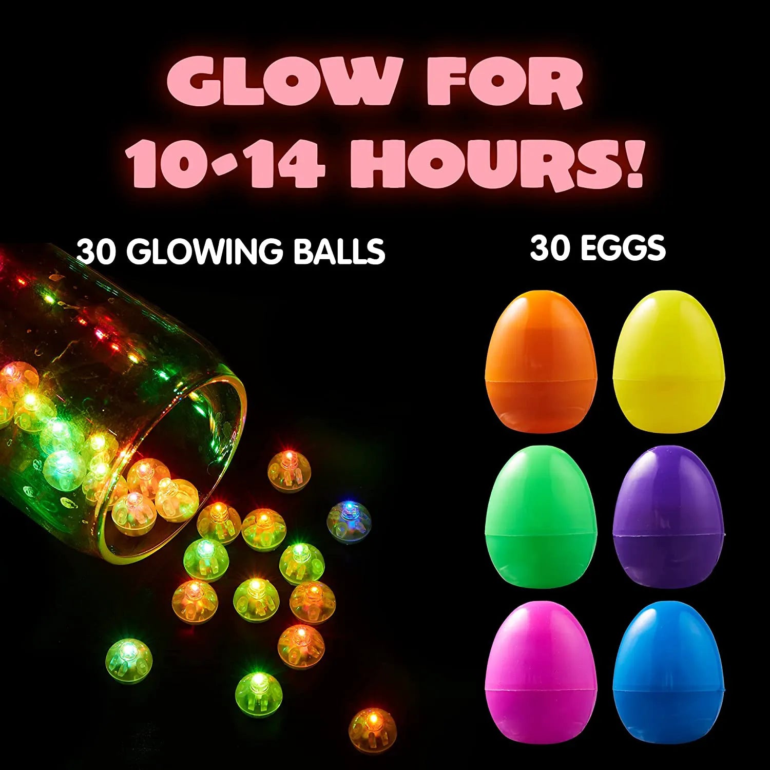 30-Pack Multicolor Glow-in-the-Dark Prefilled Easter Eggs