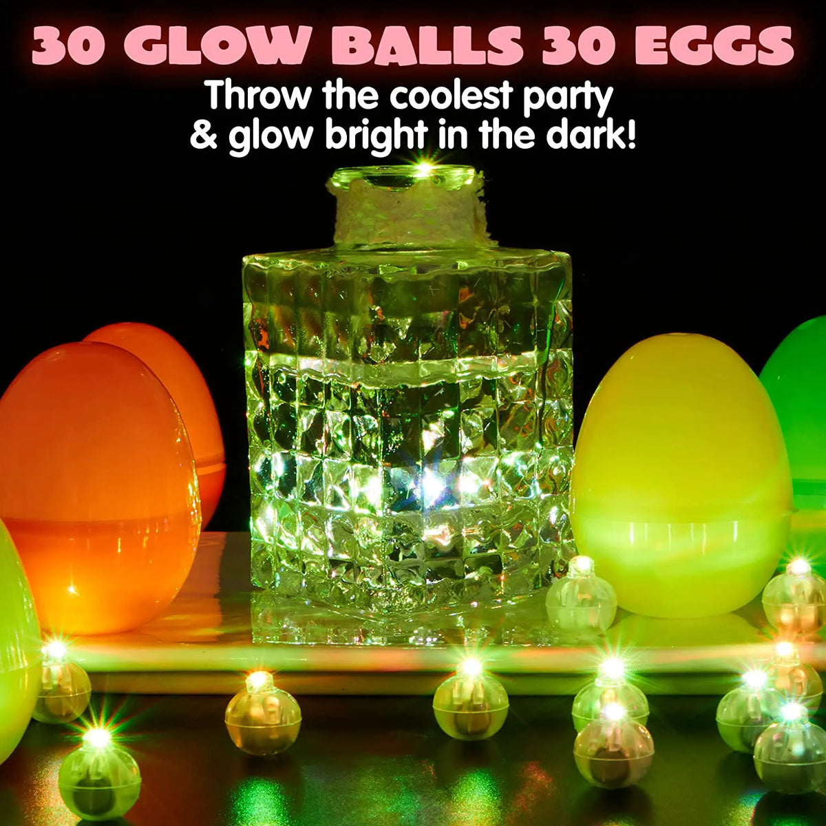 30-Pack Multicolor Glow-in-the-Dark Prefilled Easter Eggs