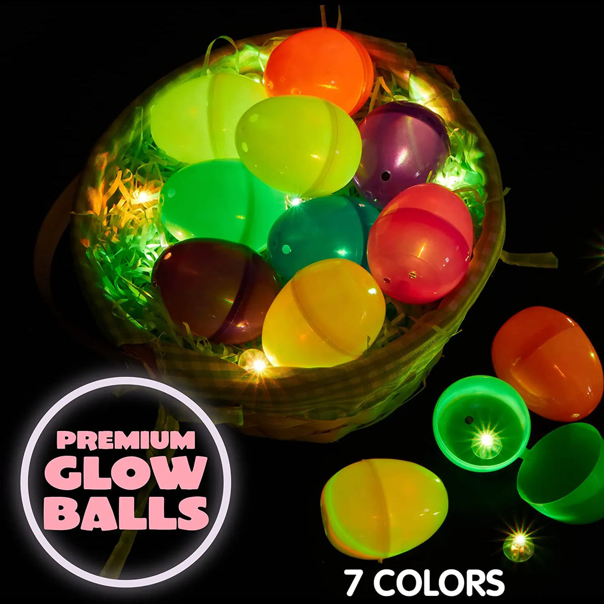 30-Pack Multicolor Glow-in-the-Dark Prefilled Easter Eggs