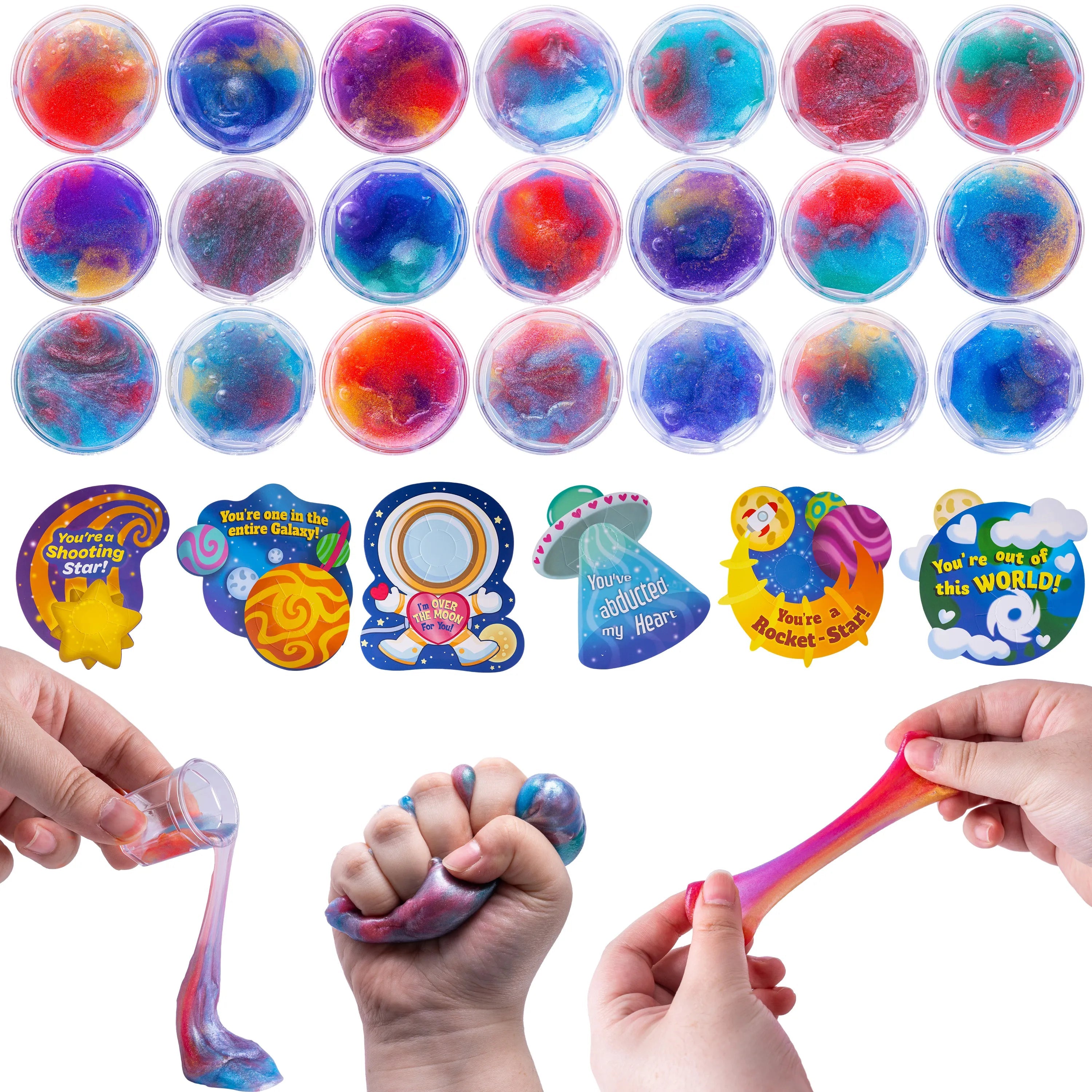 30 Pack Galaxy Slime Fidget Toy with Irregular Cards for Stress Relief