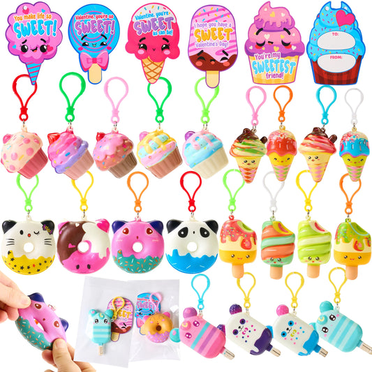 30 Cute Valentine's Day Keychains with Cards for Kids Gift Exchange