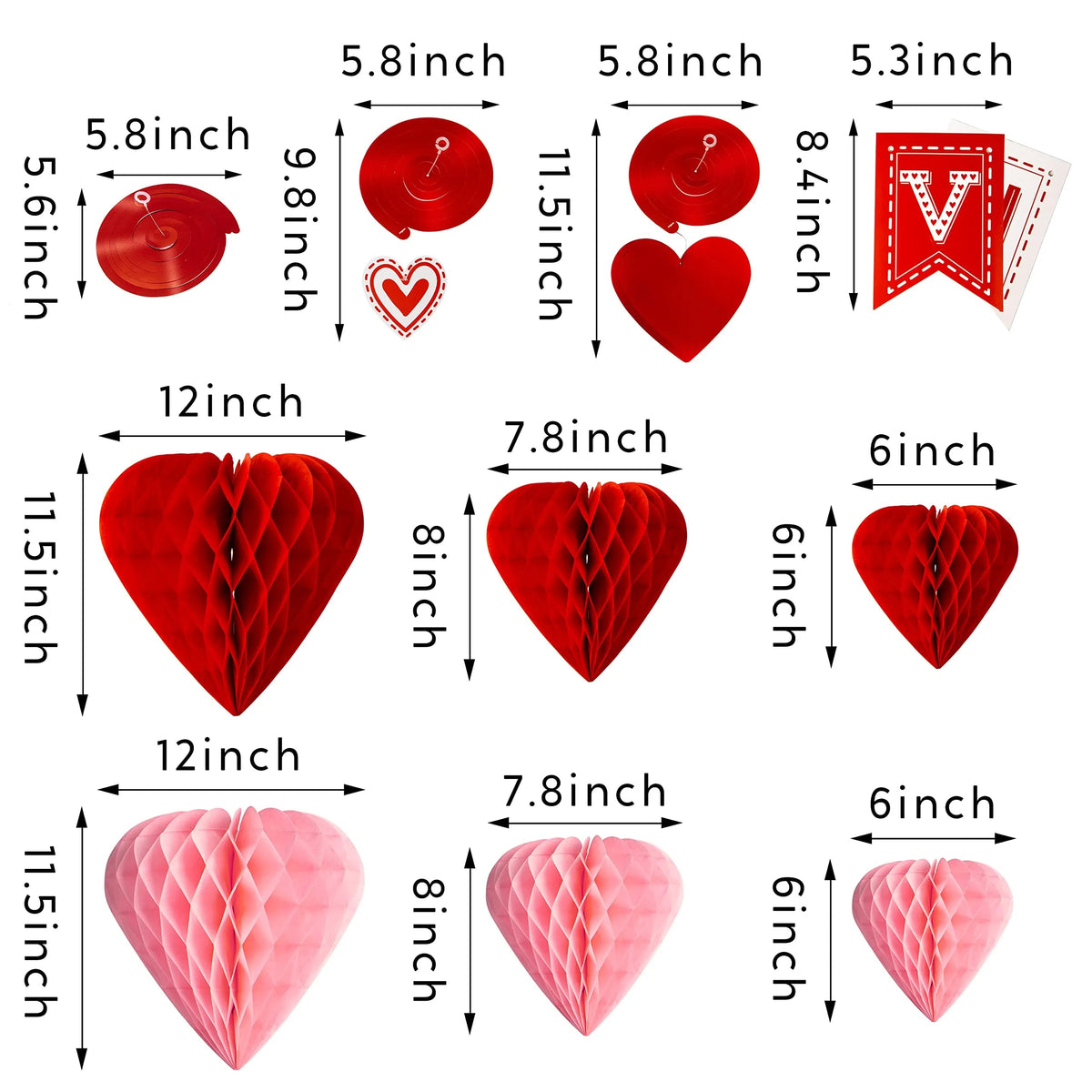 31Pcs Happy Valentine's Banner with Paper Flower
