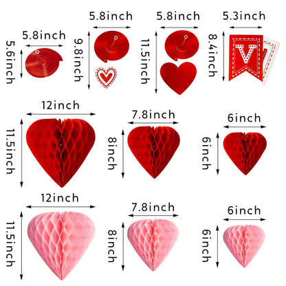 31Pcs Happy Valentine's Banner with Paper Flower
