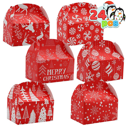 5.25" Christmas Red Gable Candy Boxes, 24 Pack