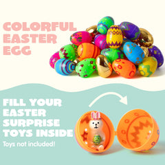 32Pcs 3.15in Printed Easter Eggs with 8 Golden Eggs for Easter Egg Hunt