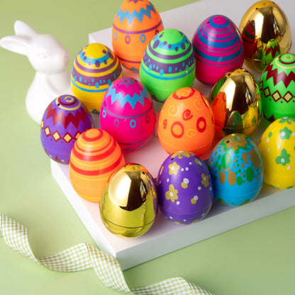 32Pcs 3.15in Printed Easter Eggs with 8 Golden Eggs for Easter Egg Hunt