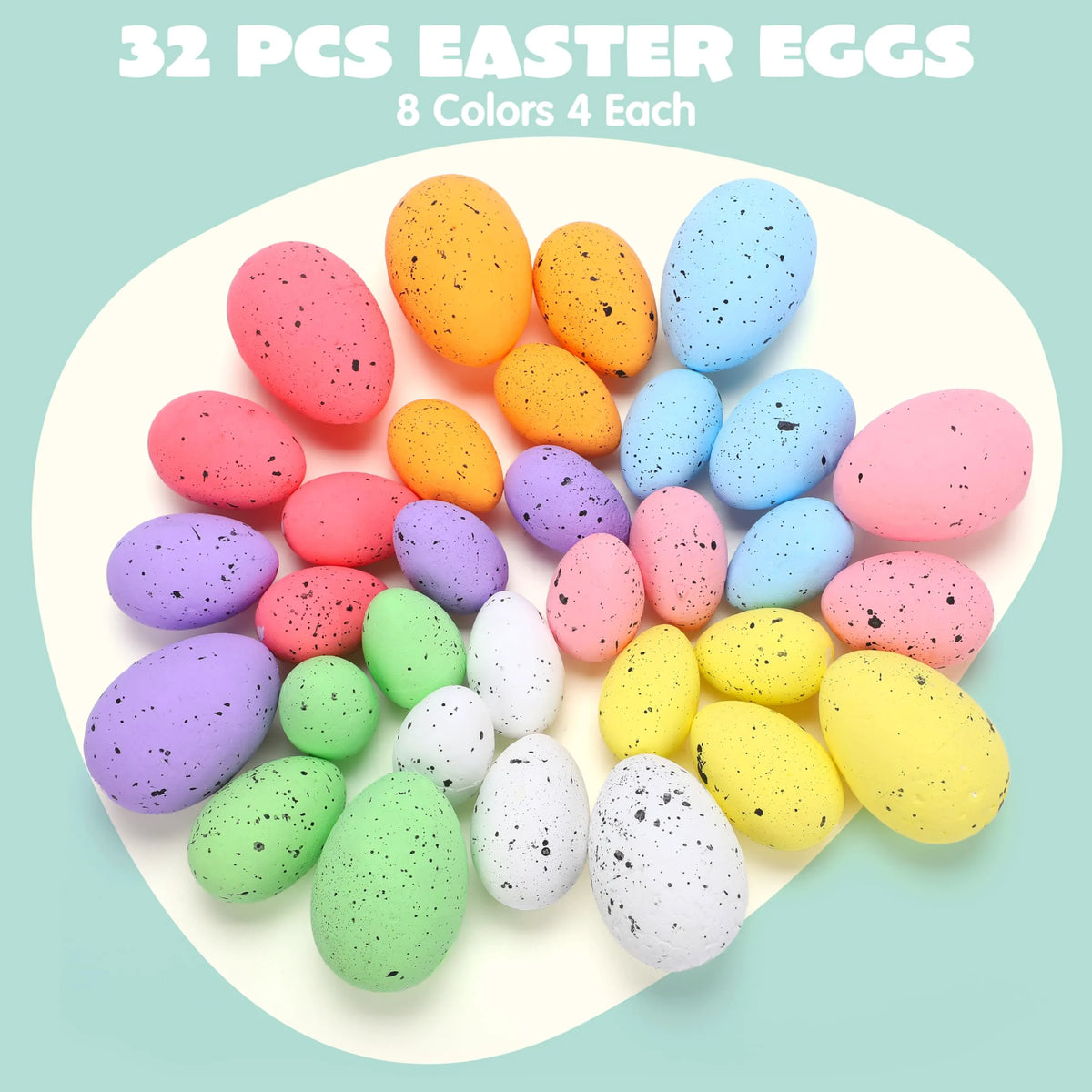 32 Pastel Speckled Foam Easter Eggs for Party & Home Decoration
