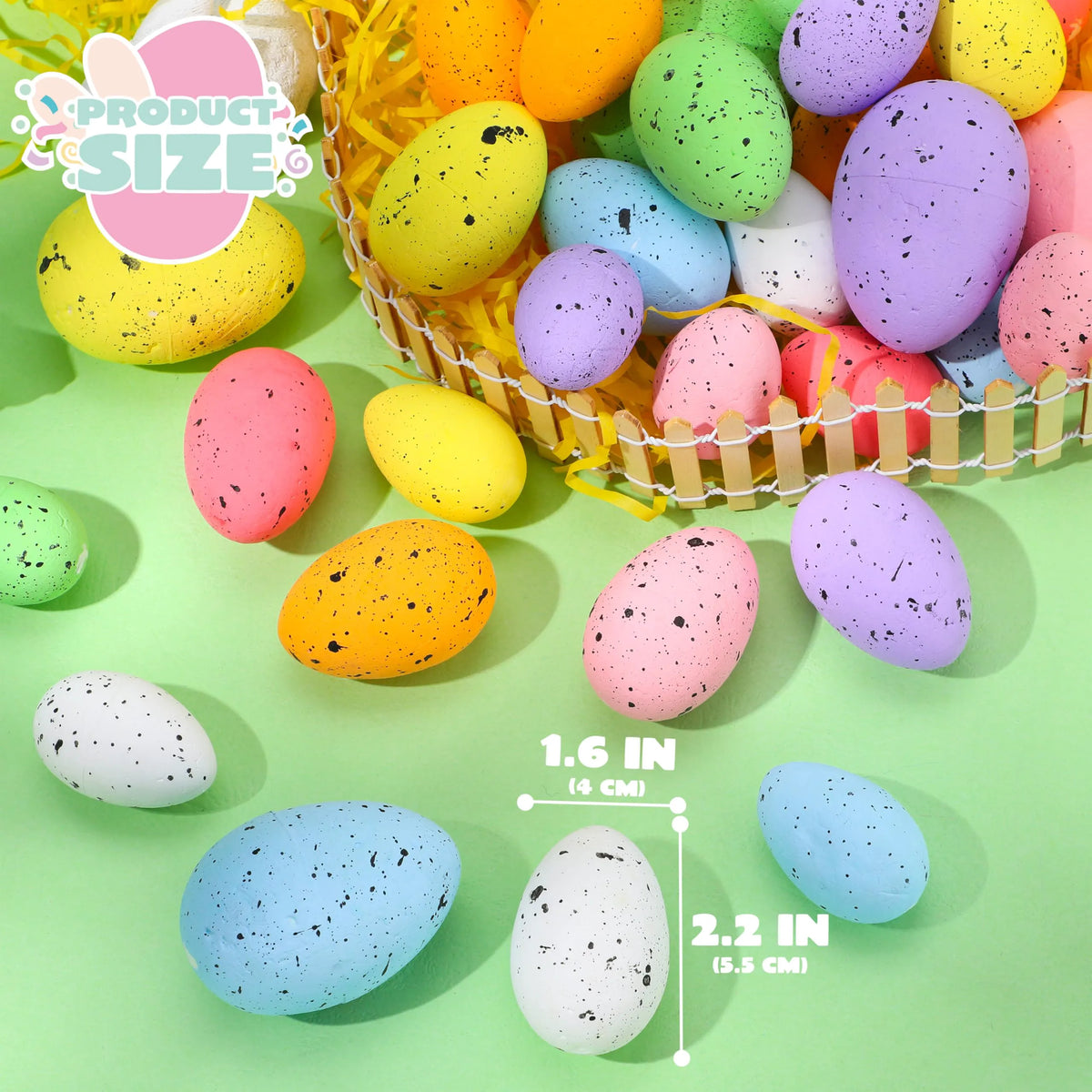 32 Pastel Speckled Foam Easter Eggs for Party & Home Decoration