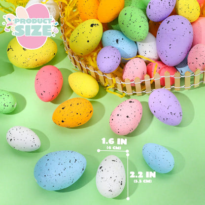 32 Pastel Speckled Foam Easter Eggs for Party & Home Decoration