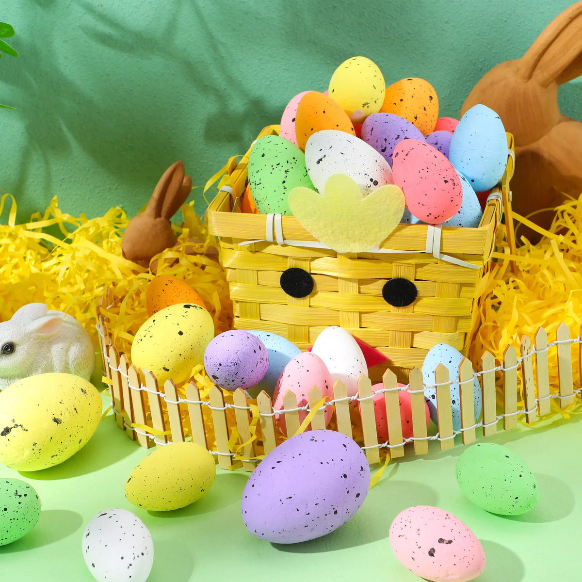 32 Pastel Speckled Foam Easter Eggs for Party & Home Decoration