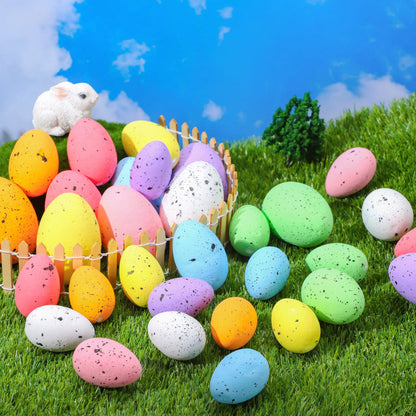 32 Pastel Speckled Foam Easter Eggs for Party & Home Decoration