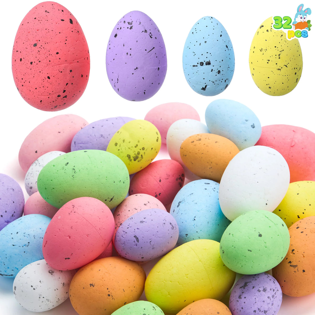 32 Pastel Speckled Foam Easter Eggs for Party & Home Decoration