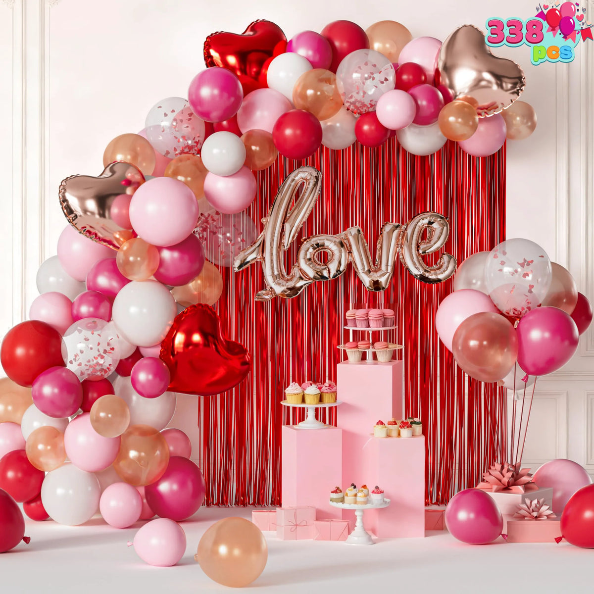 338 Pcs Valentine's Day Balloon Arch Kit