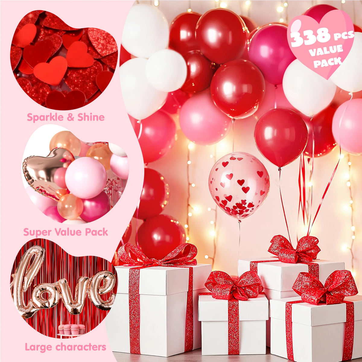 338 Pcs Valentine's Day Balloon Arch Kit