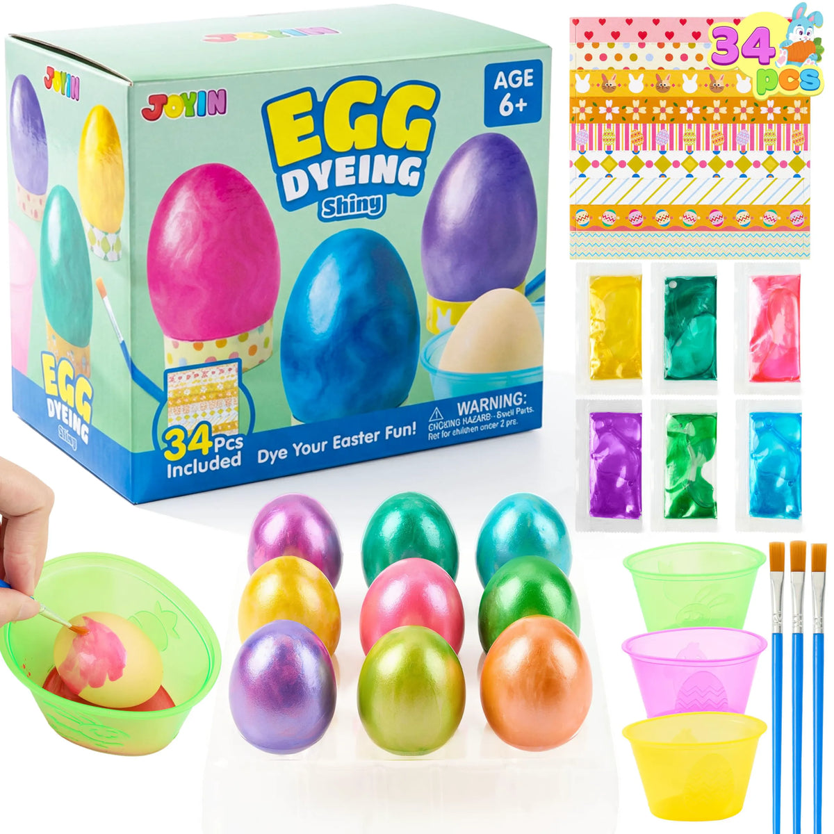 34-Piece Easter Egg Dye DIY Kit for Kids' Activities & Parties